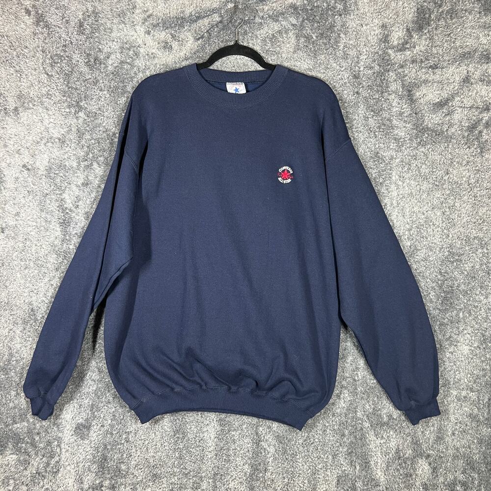 Vintage Converse All Star Sweater Mens Large Blue Skater Grandpa Chuck Taylor